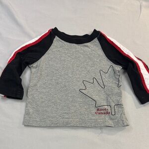 Roots - 3-6M - Grey and Black Long sleeve Shirt